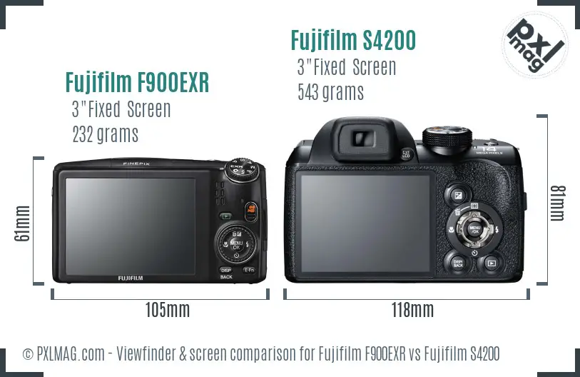 Fujifilm F900EXR vs Fujifilm S4200 Screen and Viewfinder comparison