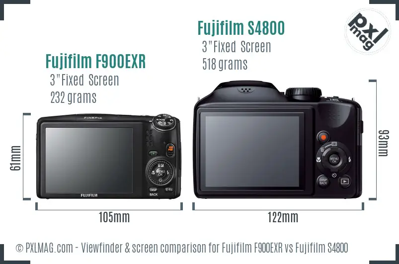 Fujifilm F900EXR vs Fujifilm S4800 Screen and Viewfinder comparison