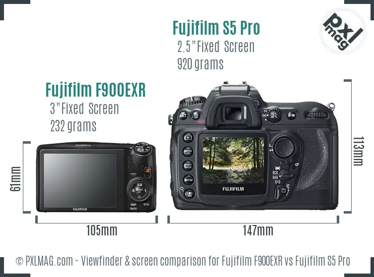 Fujifilm F900EXR vs Fujifilm S5 Pro Screen and Viewfinder comparison