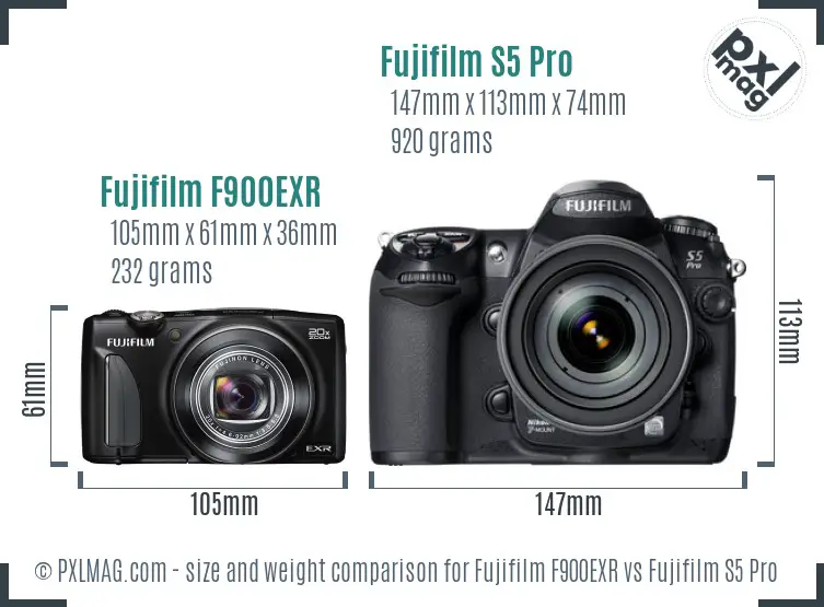 Fujifilm F900EXR vs Fujifilm S5 Pro size comparison