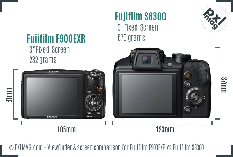 Fujifilm F900EXR vs Fujifilm S8300 Screen and Viewfinder comparison Fujifilm F900EXR vs Fujifilm S8300 Screen and Viewfinder comparison