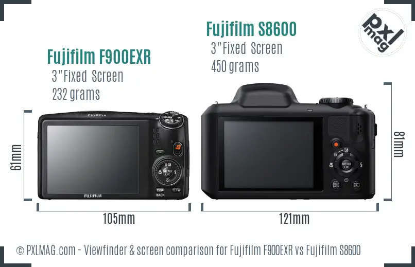 Fujifilm F900EXR vs Fujifilm S8600 Screen and Viewfinder comparison Fujifilm F900EXR vs Fujifilm S8600 Screen and Viewfinder comparison