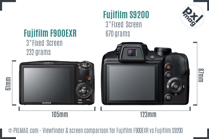 Fujifilm F900EXR vs Fujifilm S9200 Screen and Viewfinder comparison
