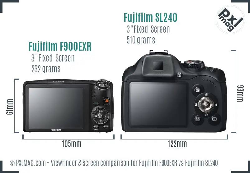 Fujifilm F900EXR vs Fujifilm SL240 Screen and Viewfinder comparison Fujifilm F900EXR vs Fujifilm SL240 Screen and Viewfinder comparison