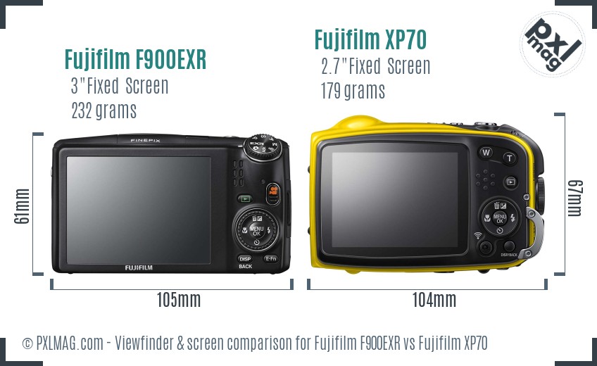 Fujifilm F900EXR vs Fujifilm XP70 Screen and Viewfinder comparison