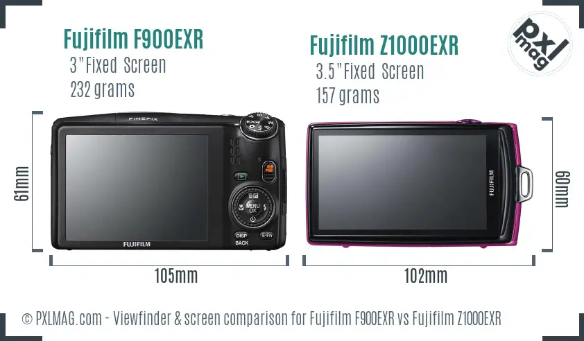Fujifilm F900EXR vs Fujifilm Z1000EXR Screen and Viewfinder comparison