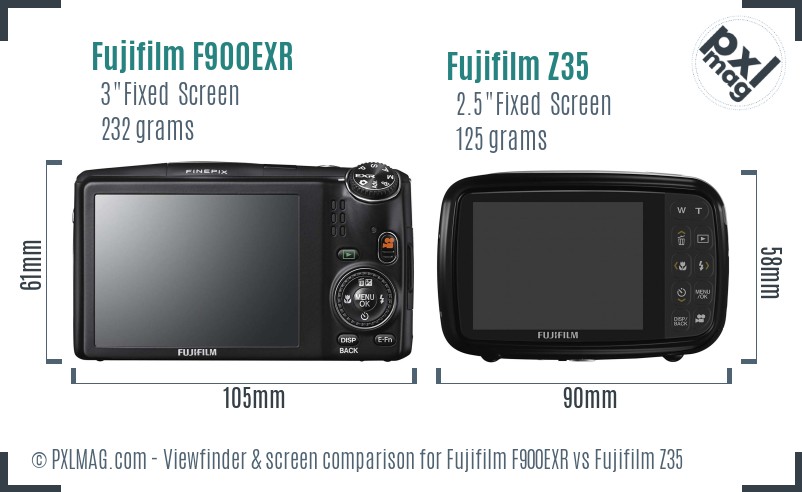 Fujifilm F900EXR vs Fujifilm Z35 Screen and Viewfinder comparison