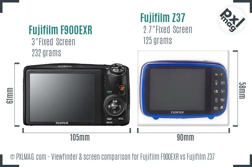 Fujifilm F900EXR vs Fujifilm Z37 Screen and Viewfinder comparison