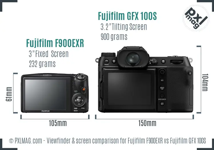 Fujifilm F900EXR vs Fujifilm GFX 100S Screen and Viewfinder comparison