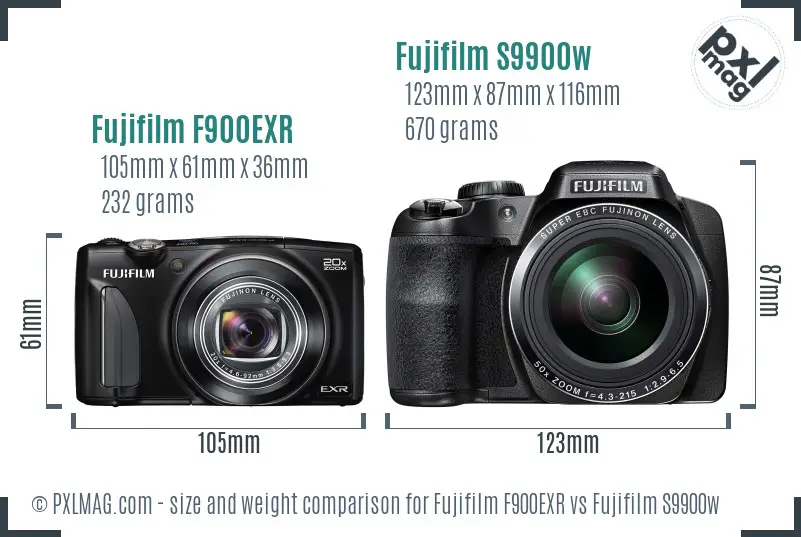Fujifilm F900EXR vs Fujifilm S9900w size comparison