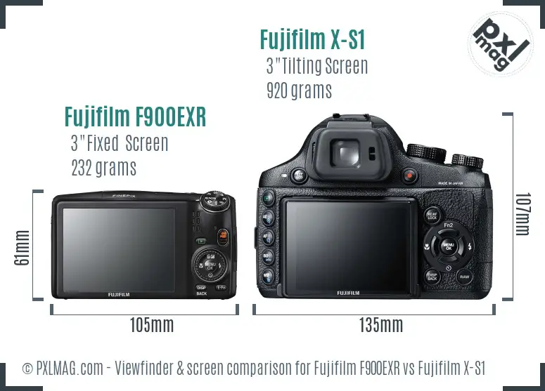Fujifilm F900EXR vs Fujifilm X-S1 Screen and Viewfinder comparison