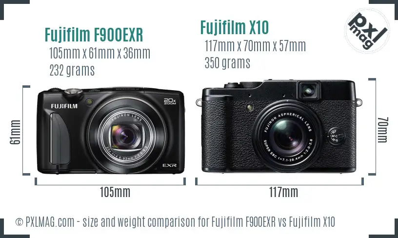 Fujifilm F900EXR vs Fujifilm X10 size comparison Fujifilm F900EXR vs Fujifilm X10 size comparison
