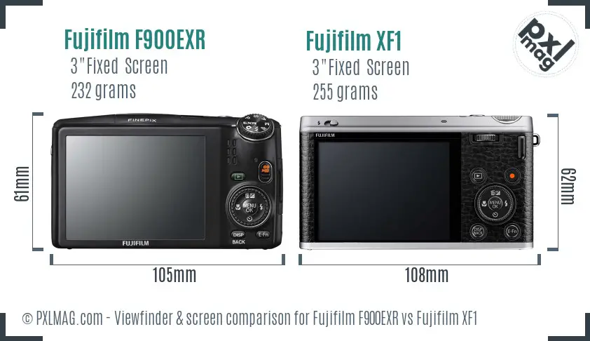 Fujifilm F900EXR vs Fujifilm XF1 Screen and Viewfinder comparison Fujifilm F900EXR vs Fujifilm XF1 Screen and Viewfinder comparison