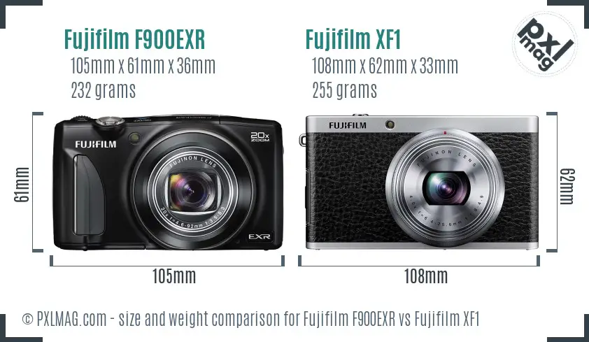 Fujifilm F900EXR vs Fujifilm XF1 size comparison Fujifilm F900EXR vs Fujifilm XF1 size comparison