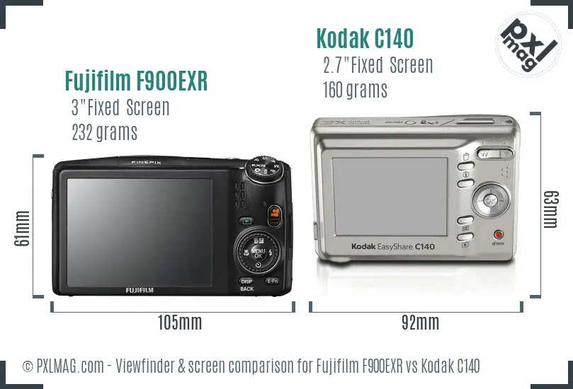 Fujifilm F900EXR vs Kodak C140 Screen and Viewfinder comparison