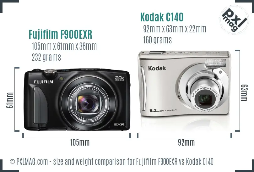 Fujifilm F900EXR vs Kodak C140 size comparison