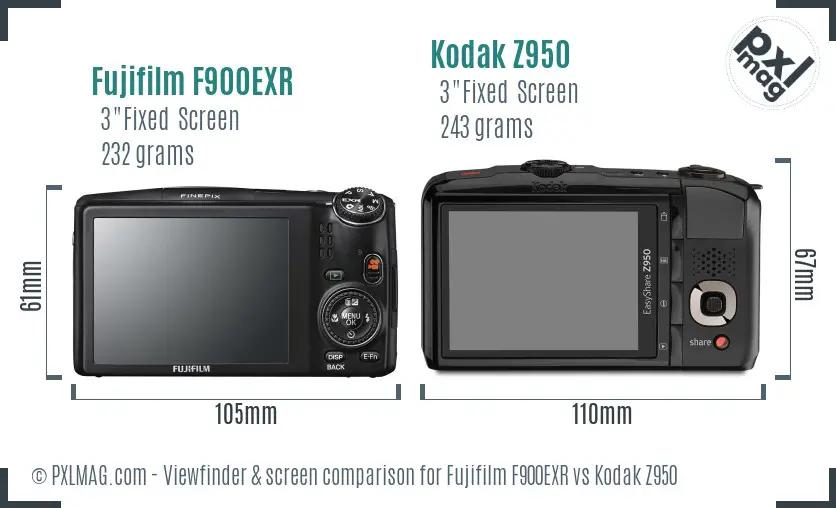 Fujifilm F900EXR vs Kodak Z950 Screen and Viewfinder comparison Fujifilm F900EXR vs Kodak Z950 Screen and Viewfinder comparison