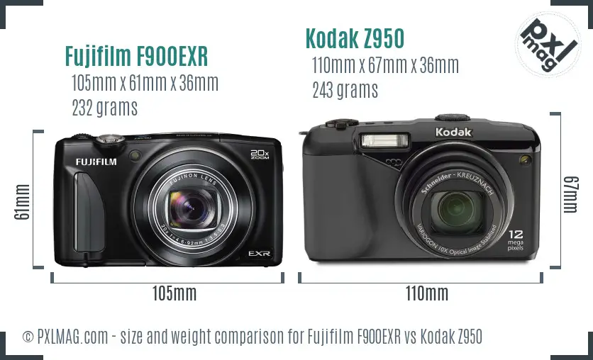 Fujifilm F900EXR vs Kodak Z950 size comparison Fujifilm F900EXR vs Kodak Z950 size comparison