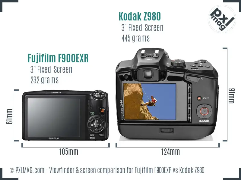 Fujifilm F900EXR vs Kodak Z980 Screen and Viewfinder comparison Fujifilm F900EXR vs Kodak Z980 Screen and Viewfinder comparison