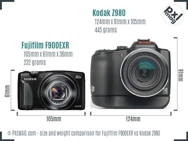 Fujifilm F900EXR vs Kodak Z980 size comparison Fujifilm F900EXR vs Kodak Z980 size comparison