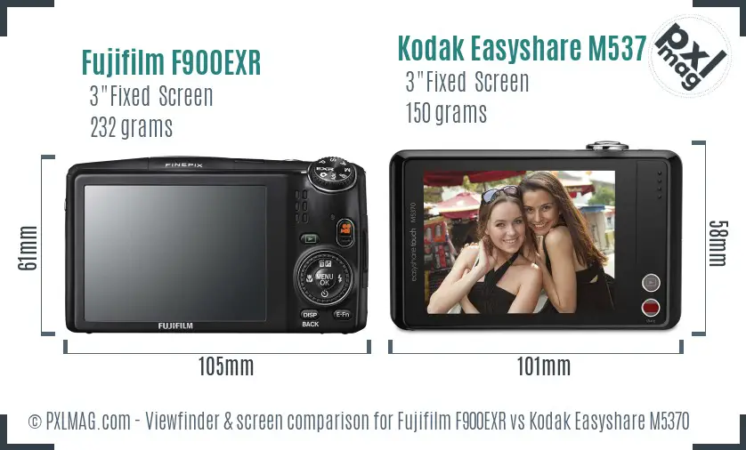 Fujifilm F900EXR vs Kodak Easyshare M5370 Screen and Viewfinder comparison