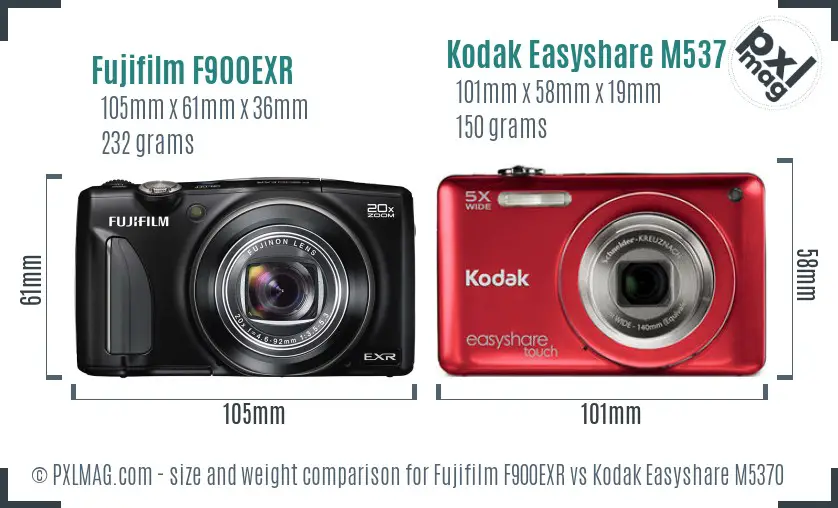 Fujifilm F900EXR vs Kodak Easyshare M5370 size comparison
