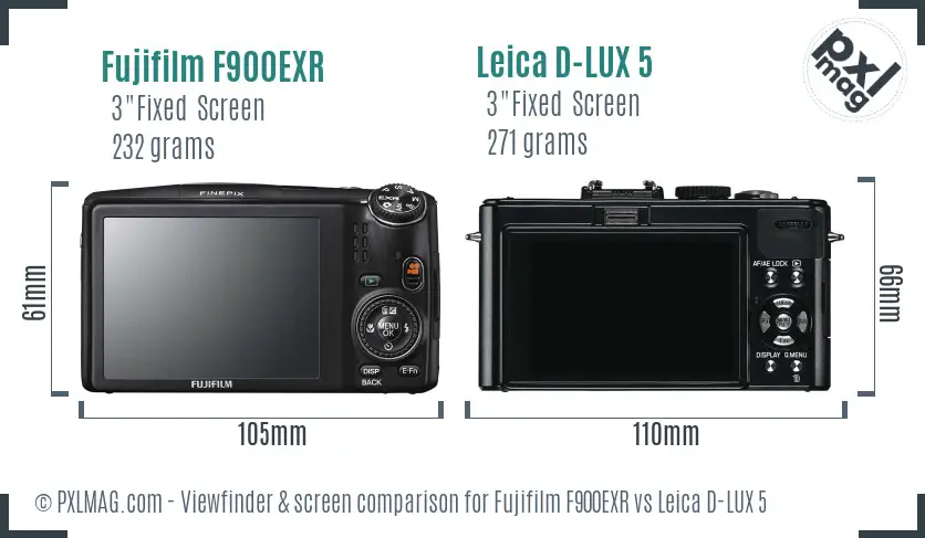 Fujifilm F900EXR vs Leica D-LUX 5 Screen and Viewfinder comparison