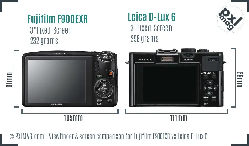 Fujifilm F900EXR vs Leica D-Lux 6 Screen and Viewfinder comparison