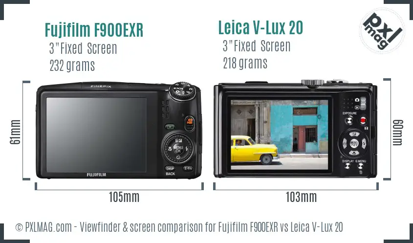 Fujifilm F900EXR vs Leica V-Lux 20 Screen and Viewfinder comparison