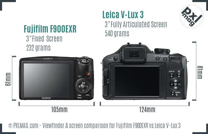 Fujifilm F900EXR vs Leica V-Lux 3 Screen and Viewfinder comparison