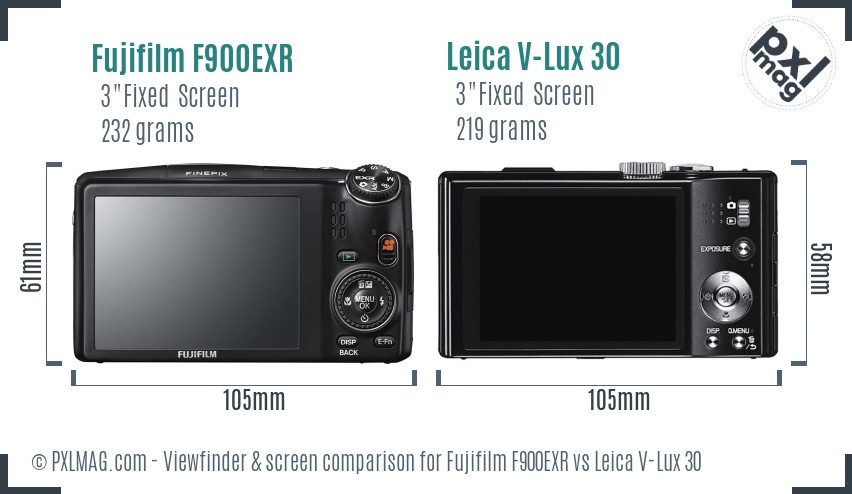 Fujifilm F900EXR vs Leica V-Lux 30 Screen and Viewfinder comparison