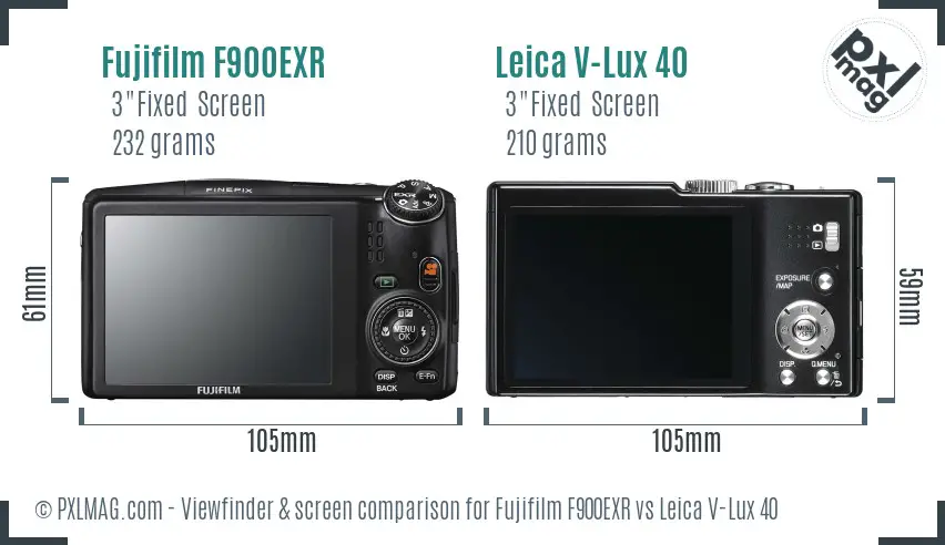 Fujifilm F900EXR vs Leica V-Lux 40 Screen and Viewfinder comparison