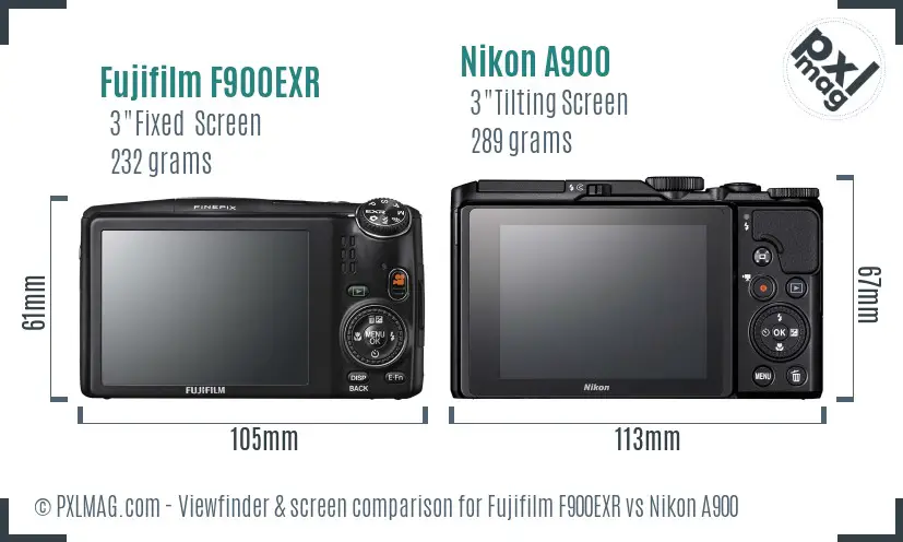 Fujifilm F900EXR vs Nikon A900 Screen and Viewfinder comparison