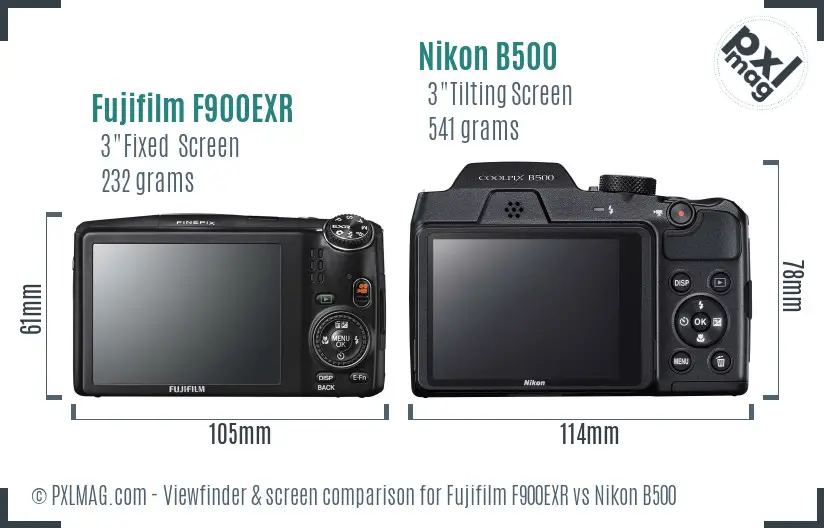 Fujifilm F900EXR vs Nikon B500 Screen and Viewfinder comparison