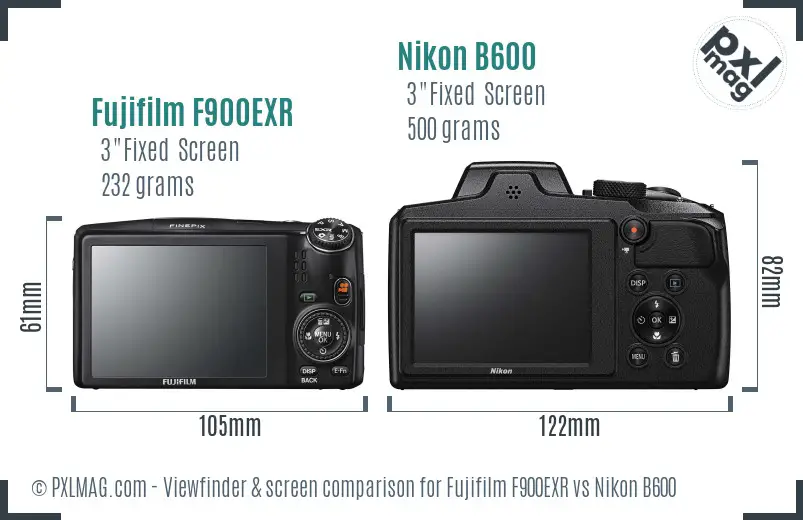 Fujifilm F900EXR vs Nikon B600 Screen and Viewfinder comparison Fujifilm F900EXR vs Nikon B600 Screen and Viewfinder comparison