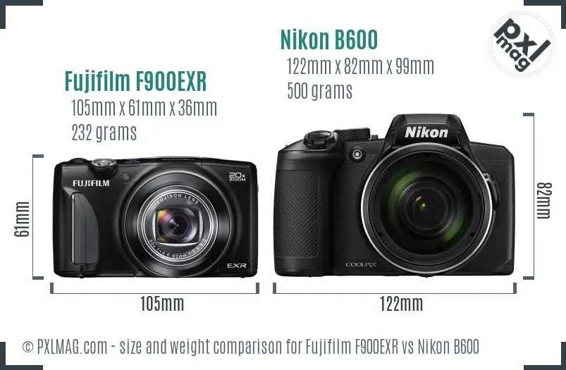 Fujifilm F900EXR vs Nikon B600 size comparison Fujifilm F900EXR vs Nikon B600 size comparison