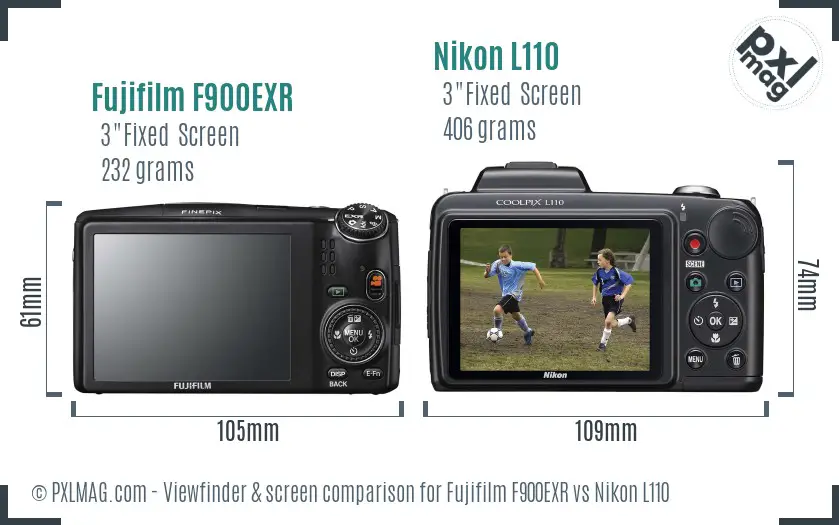 Fujifilm F900EXR vs Nikon L110 Screen and Viewfinder comparison