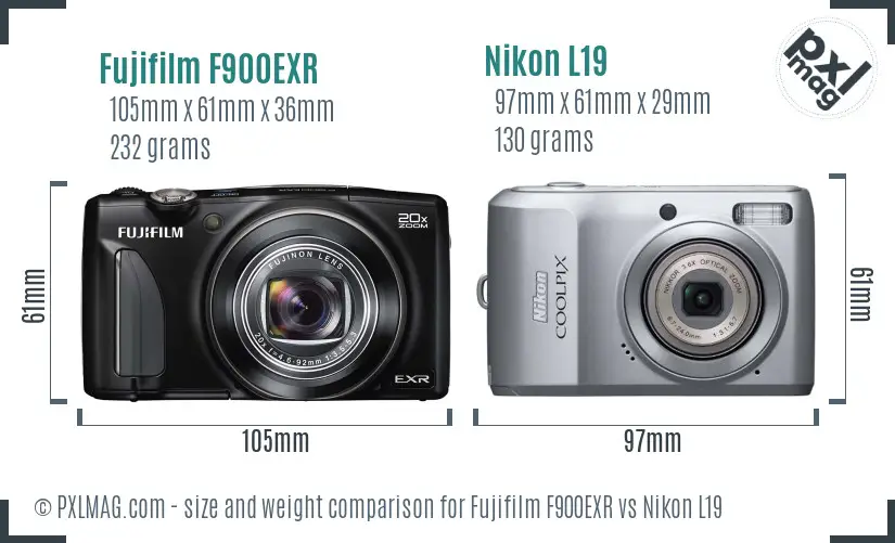 Fujifilm F900EXR vs Nikon L19 size comparison Fujifilm F900EXR vs Nikon L19 size comparison