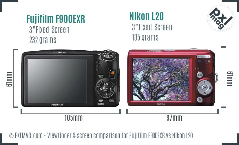 Fujifilm F900EXR vs Nikon L20 Screen and Viewfinder comparison Fujifilm F900EXR vs Nikon L20 Screen and Viewfinder comparison