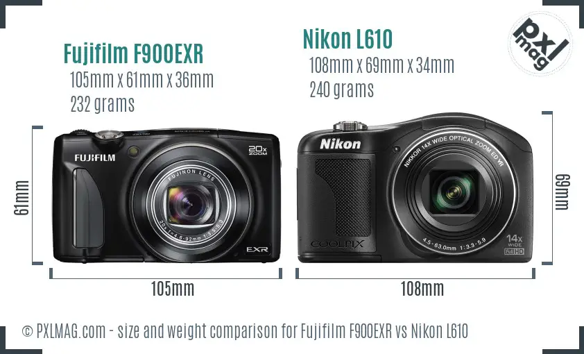 Fujifilm F900EXR vs Nikon L610 size comparison Fujifilm F900EXR vs Nikon L610 size comparison