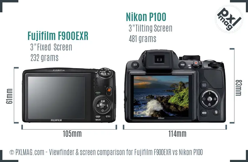Fujifilm F900EXR vs Nikon P100 Screen and Viewfinder comparison Fujifilm F900EXR vs Nikon P100 Screen and Viewfinder comparison