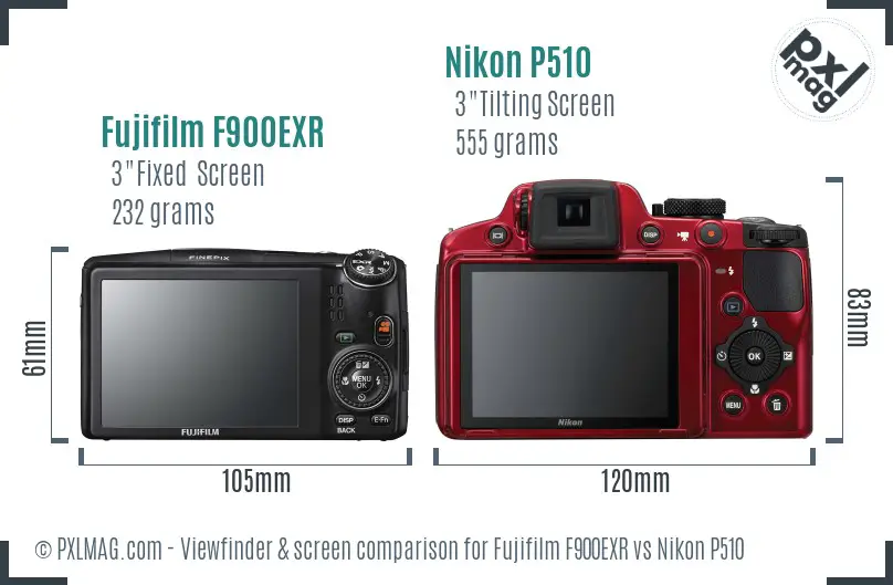 Fujifilm F900EXR vs Nikon P510 Screen and Viewfinder comparison