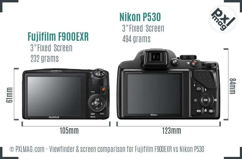 Fujifilm F900EXR vs Nikon P530 Screen and Viewfinder comparison Fujifilm F900EXR vs Nikon P530 Screen and Viewfinder comparison