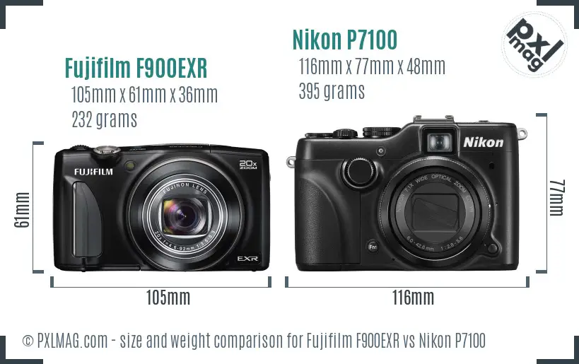 Fujifilm F900EXR vs Nikon P7100 size comparison Fujifilm F900EXR vs Nikon P7100 size comparison