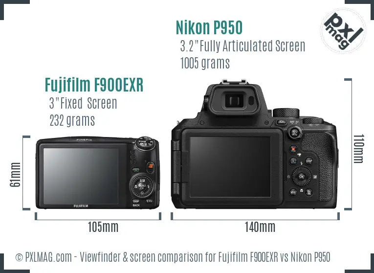 Fujifilm F900EXR vs Nikon P950 Screen and Viewfinder comparison