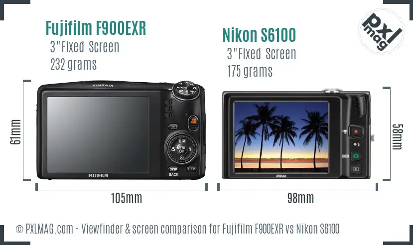 Fujifilm F900EXR vs Nikon S6100 Screen and Viewfinder comparison Fujifilm F900EXR vs Nikon S6100 Screen and Viewfinder comparison