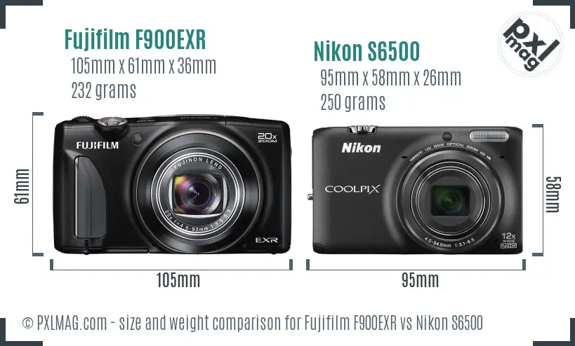 Fujifilm F900EXR vs Nikon S6500 size comparison Fujifilm F900EXR vs Nikon S6500 size comparison