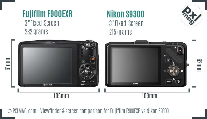 Fujifilm F900EXR vs Nikon S9300 Screen and Viewfinder comparison