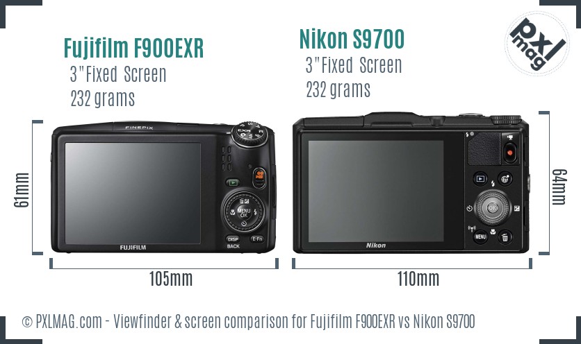 Fujifilm F900EXR vs Nikon S9700 Screen and Viewfinder comparison