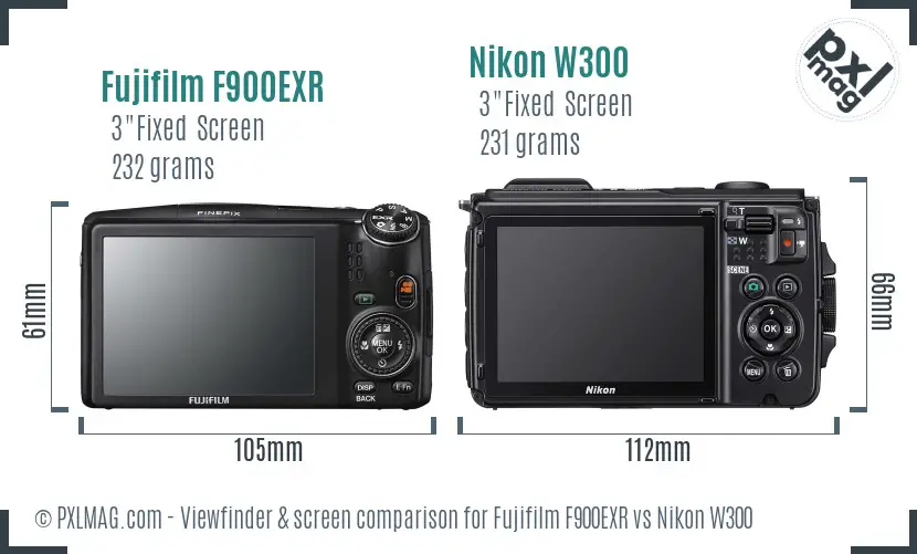 Fujifilm F900EXR vs Nikon W300 Screen and Viewfinder comparison